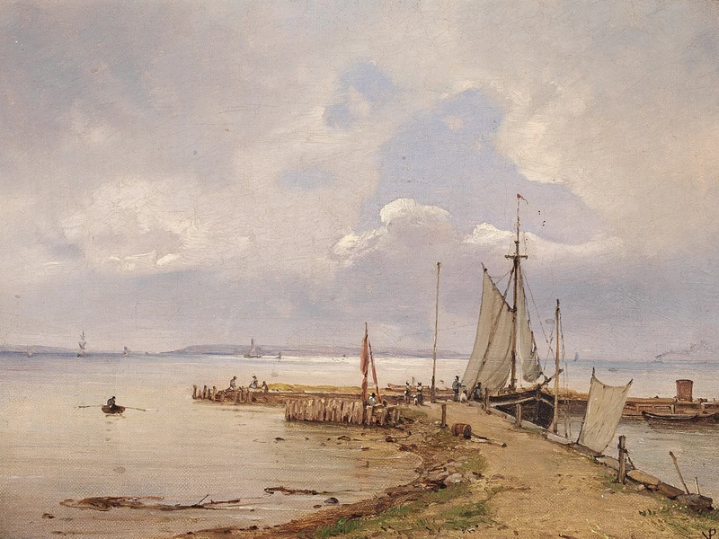 1812-Vilhelm Peter Carl Petersen - Il porto di Humlebæk con vista su Hveen